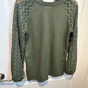 Elegant Olive Lace Sleeve Blouse
